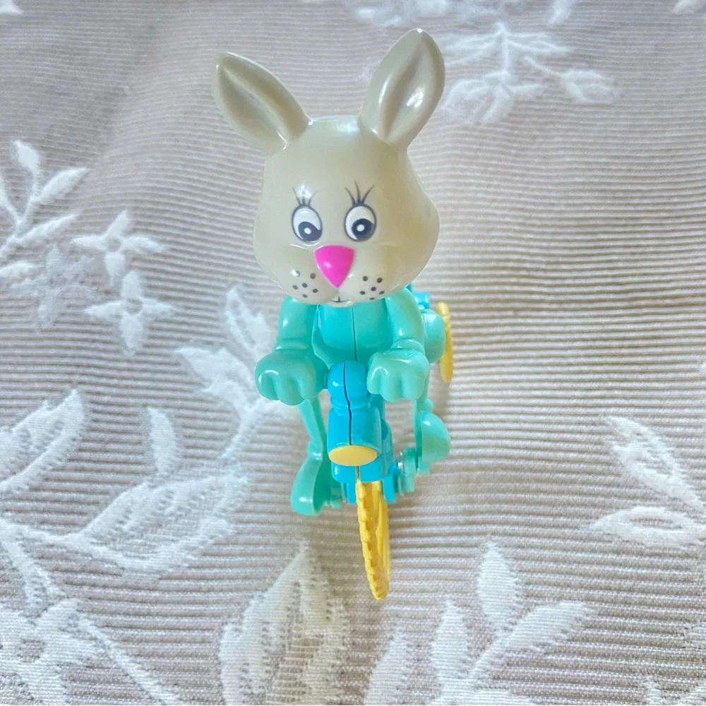 Vintage Easter Bunny Wind Up Toy Plastic Tricycle Rabbit